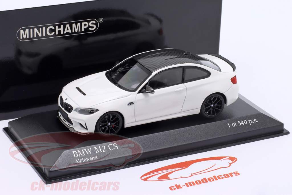 BMW M2 CS (F87) Année de construction 2020 blanc alpin / noir jantes 1:43 Minichamps
