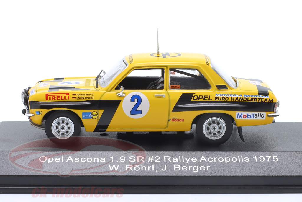 Opel Ascona 1.9 SR #2 ganador Rallye acrópolis 1975 Röhrl, Berger 1:43 CMR