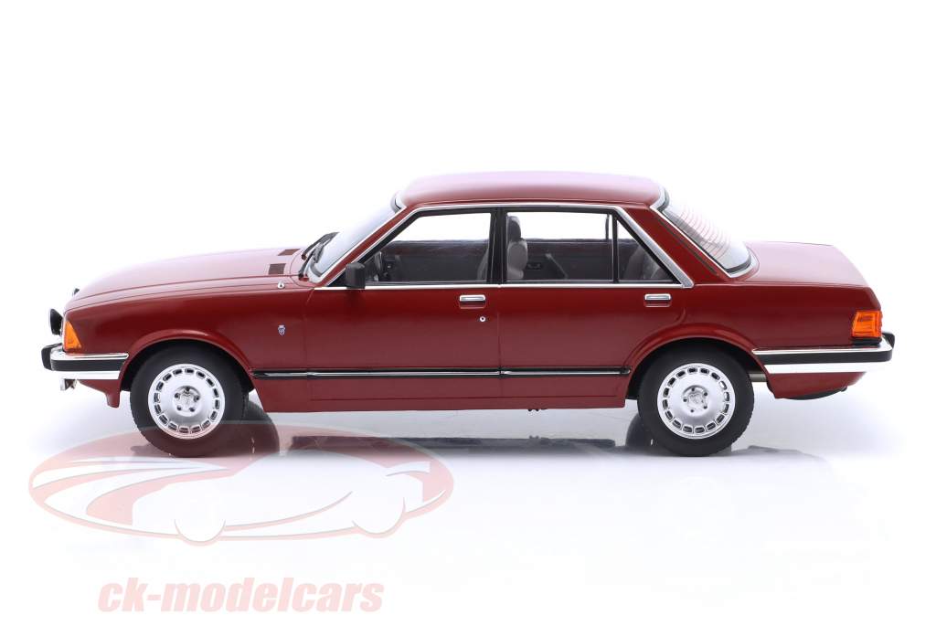 Ford Granada MK II 2.8 Ghia ano de construção 1982 vermelho escuro metálico 1:18 Model Car Group