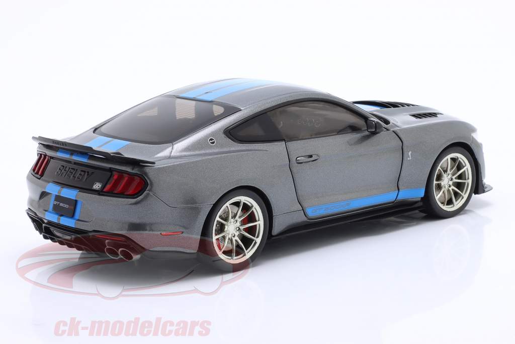 Shelby Mustang GT500 KR Année de construction 2022 Gris Argenté métallique / bleu 1:18 Solido