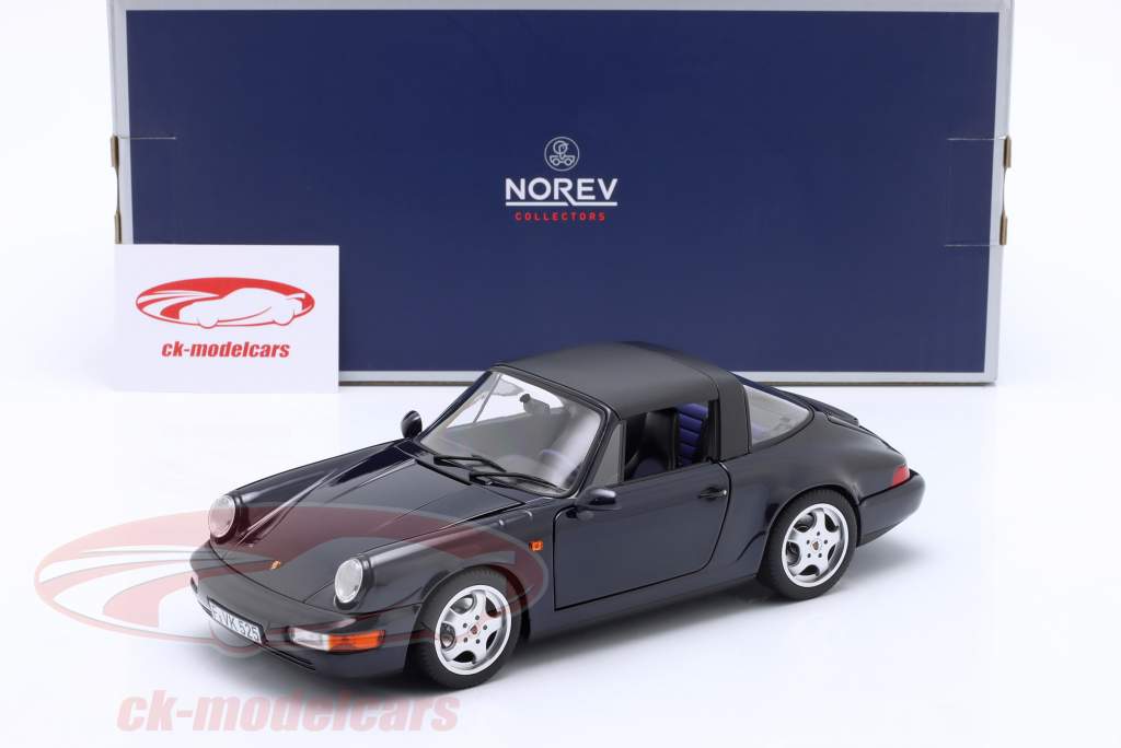 Porsche 911 (964) Carrera 4 Targa Anno di costruzione 1991 blu scuro 1:18 Norev