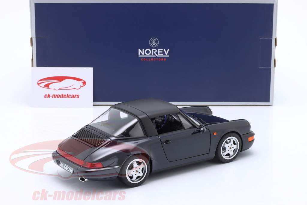 Porsche 911 (964) Carrera 4 Targa Baujahr 1991 dunkelblau 1:18 Norev
