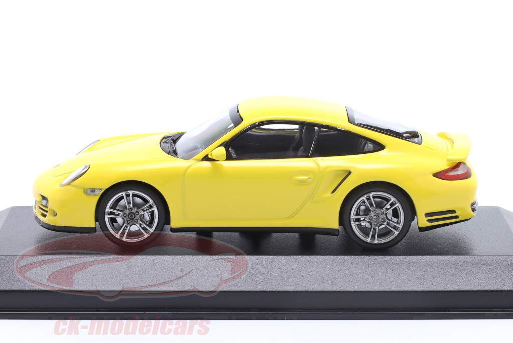 Porsche 911 (997) Turbo Byggeår 2009 gul 1:43 Minichamps