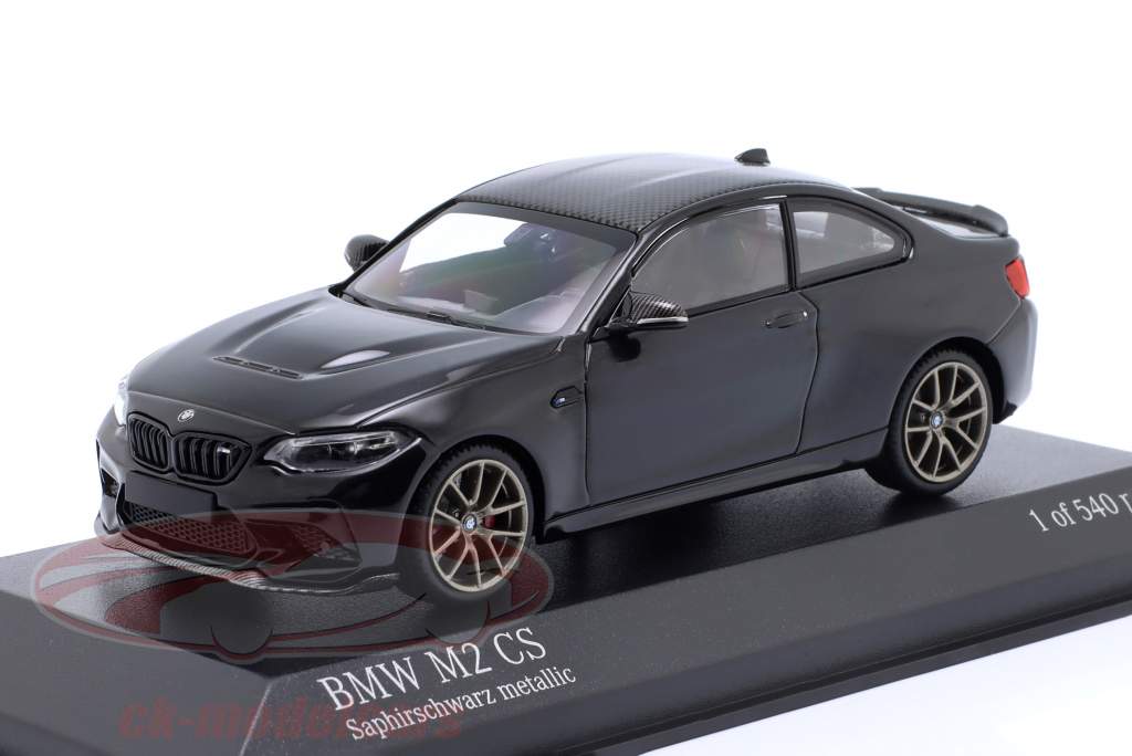 BMW M2 CS (F87) 2020 nero zaffiro metallico / d&#39;oro cerchi 1:43 Minichamps