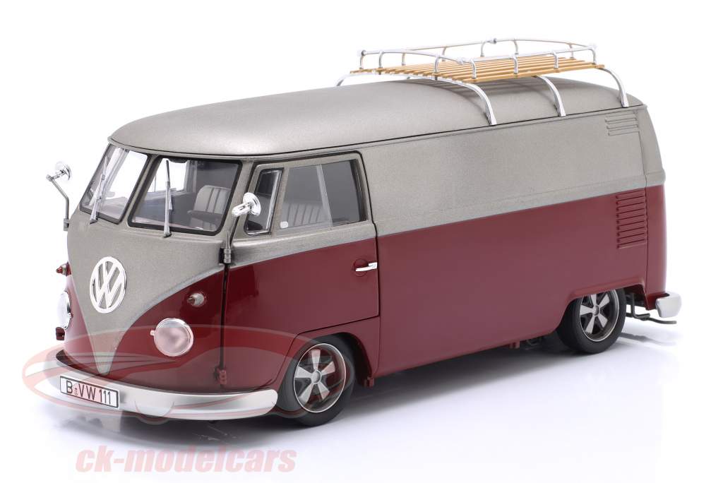 Volkswagen VW T1b Bus Lowrider rood / mat Grijs 1:18 Schuco