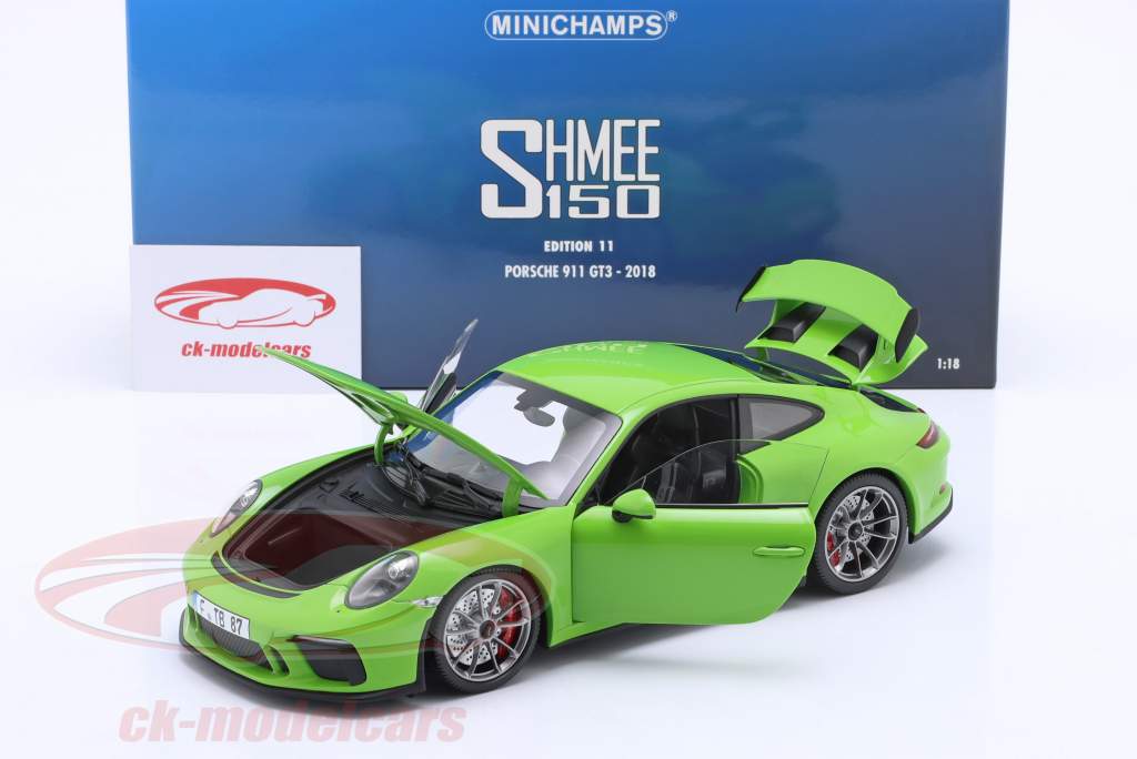 Porsche 911 (991) GT3 SHMEE 150 建设年份 2018 黄色的 绿色的 1:18 Minichamps