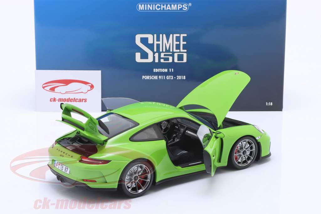 Porsche 911 (991) GT3 SHMEE 150 Год постройки 2018 желтый зеленый 1:18 Minichamps