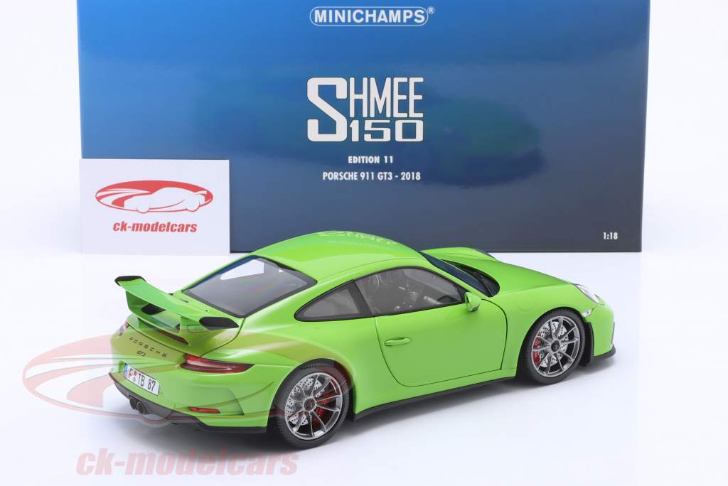 Porsche 911 (991) GT3 SHMEE 150 Год постройки 2018 желтый зеленый 1:18 Minichamps
