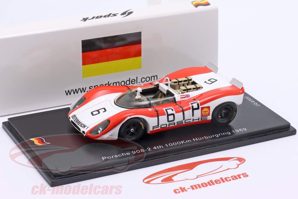 Porsche 908/02 #6 1000km Nürburgring 1969 Lins, Attwood 1:43 Spark