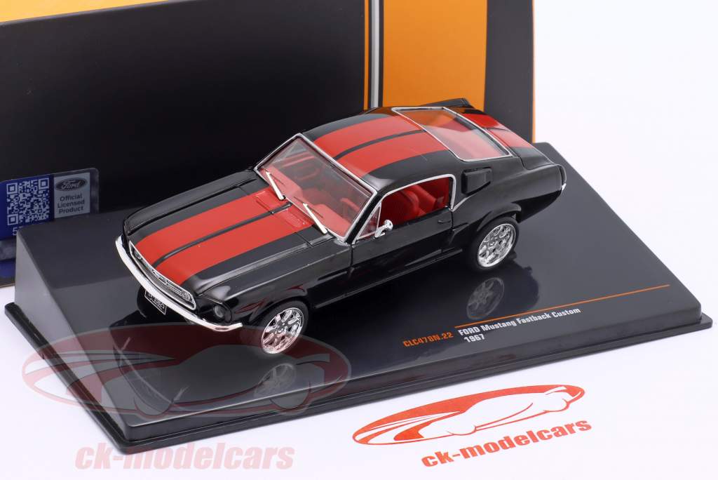 Ford Mustang Fastback Año de construcción 1967 negro / rojo 1:43 Ixo