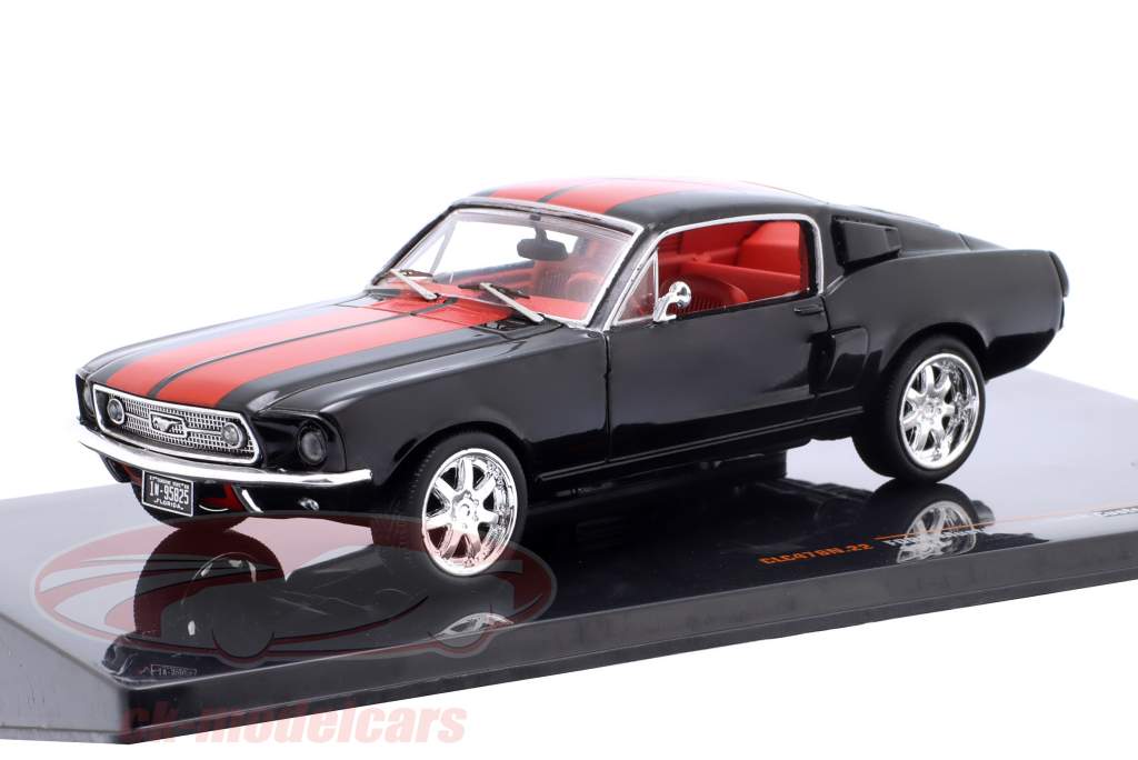Ford Mustang Fastback Byggeår 1967 sort / rød 1:43 Ixo