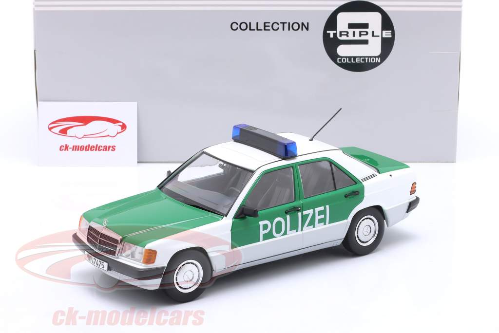 Mercedes-Benz 190 (W201) police Allemagne 1993 vert / blanc 1:18 Triple9