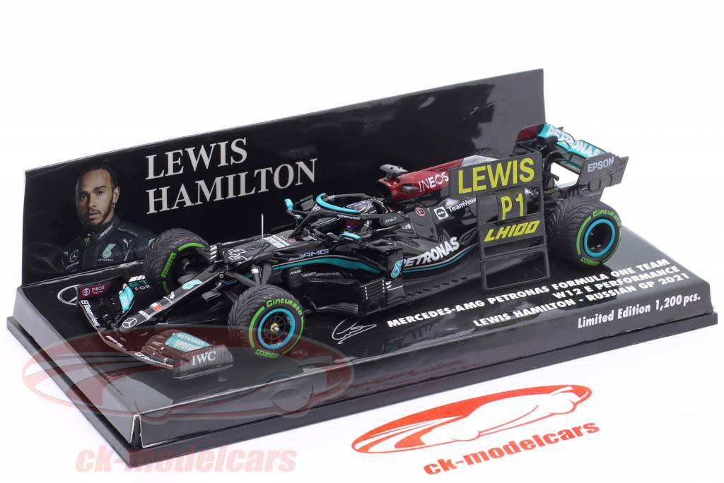 L. Hamilton Mercedes-AMG F1 W12 #44 100e GP gewonnen Sotchi formule 1 2021 1:43 Minichamps