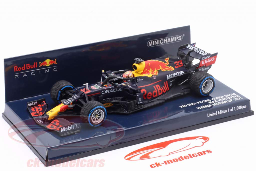 M. Verstappen Red Bull Racing RB16B #33 vinder Spa formel 1 Verdensmester 2021 1:43 Minichamps