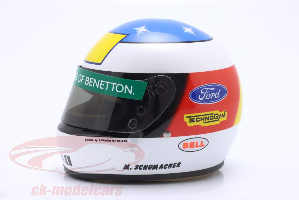 Michael Schumacher Benetton #19 1º Ganhar Bélgica GP Fórmula 1 1992 capacete 1:2 Bell