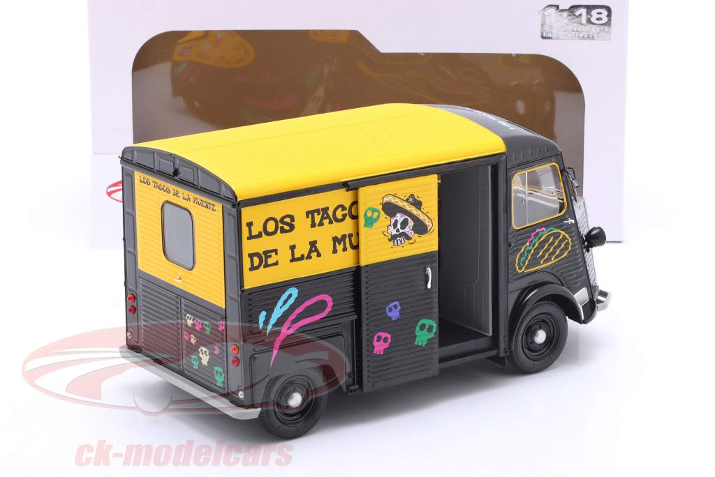 Citroen Type H Food Truck Los Tacos de la Muerte 1969 schwarz / gelb 1:18 Solido