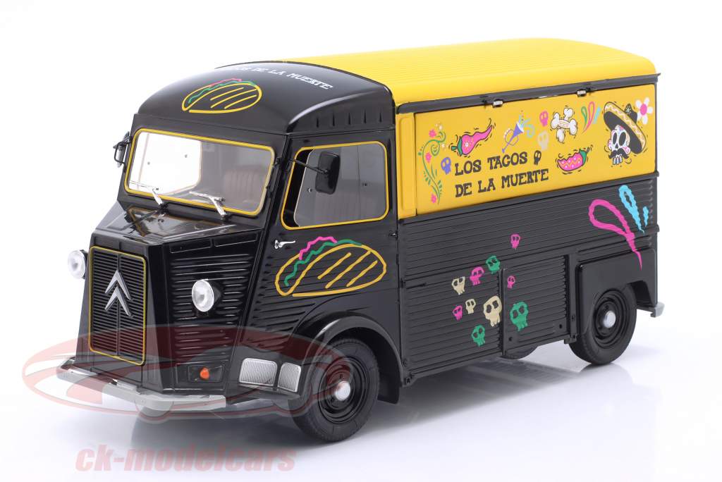 Citroen Type H Food Truck Los Tacos de la Muerte 1969 negro / amarillo 1:18 Solido
