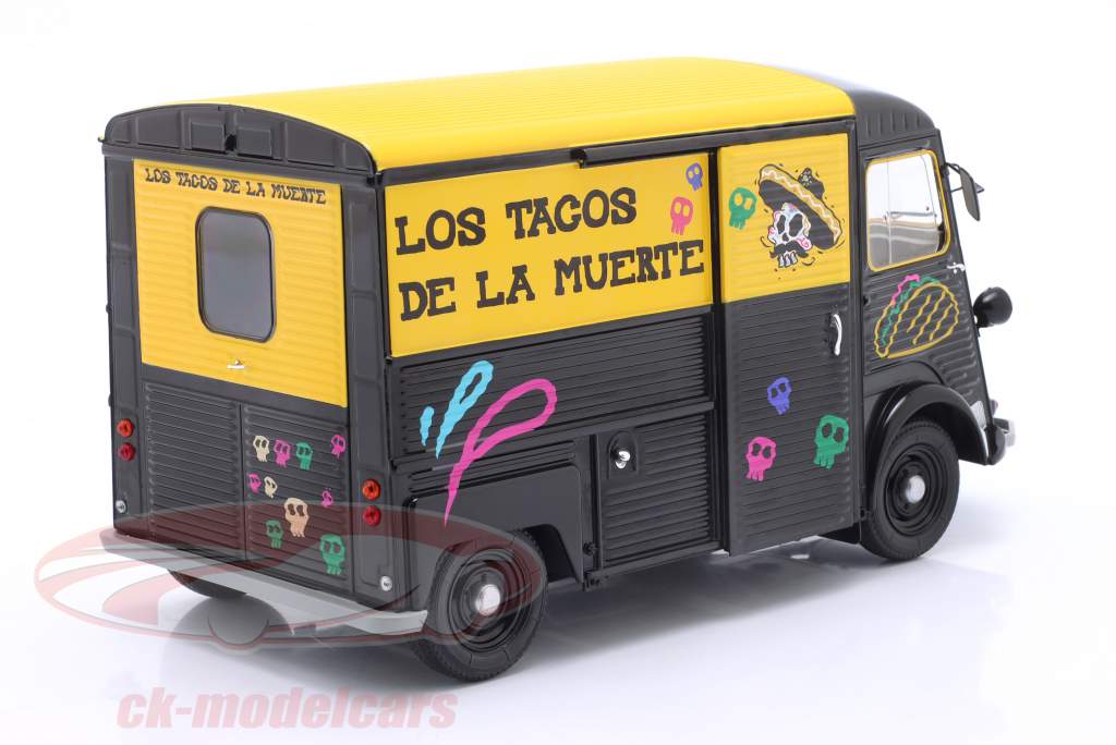 Citroen Type H Food Truck Los Tacos de la Muerte 1969 zwart / geel 1:18 Solido