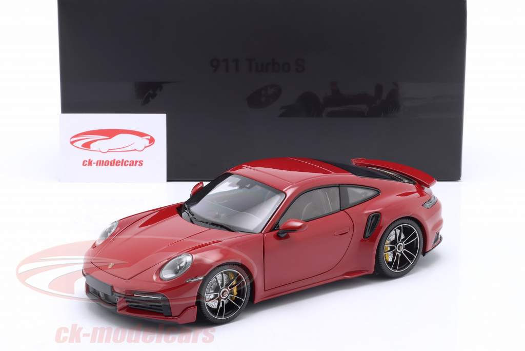 Porsche 911 (992) Turbo S Coupe Sport Design 2021 кармин 1:18 Minichamps