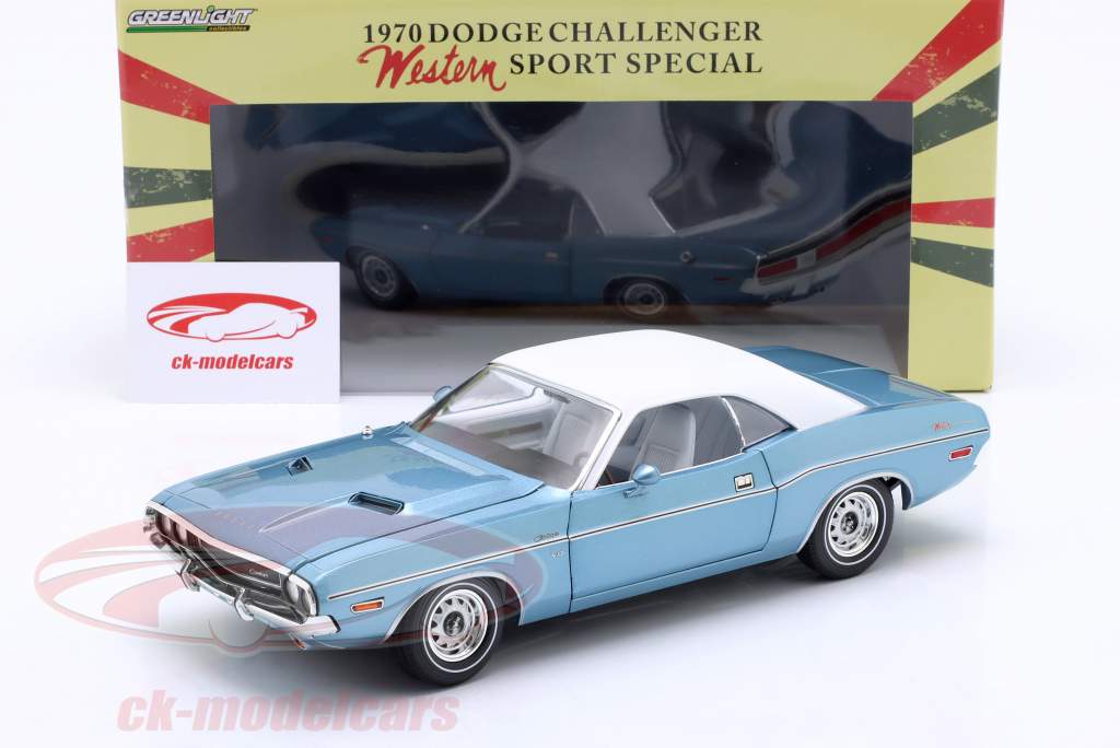 Dodge Challenger Western Sport Special 1970 hellblau / weiß 1:18 Greenlight