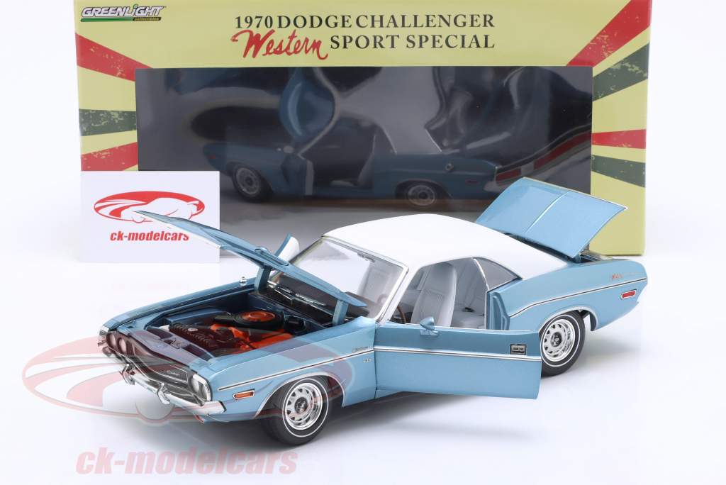 Dodge Challenger Western Sport Special 1970 light blue / white 1:18 Greenlight