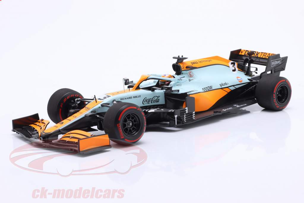 Daniel Ricciardo McLaren MCL35M Gulf #3 Mônaco GP Fórmula 1 2021 1:18 Minichamps