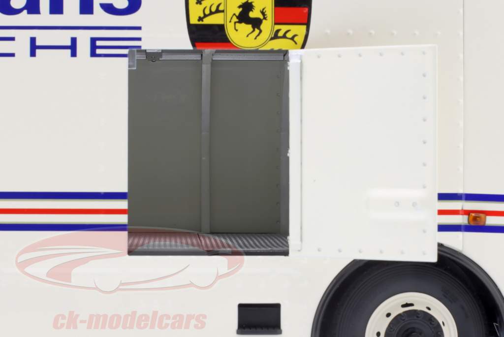 Mercedes-Benz O 317 Race Car Transporter Rothmans Porsche wit 1:18 Schuco