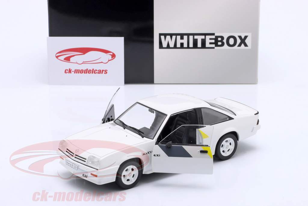 Opel Manta B GSi Byggeår 1984 hvid / indretning 1:24 WhiteBox