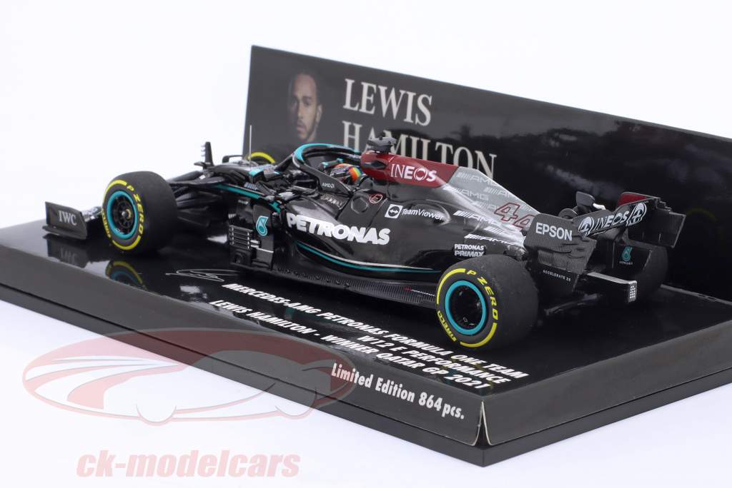 Lewis Hamilton Mercedes-AMG F1 W12 #44 Winnaar Katar GP formule 1 2021 1:43 Minichamps