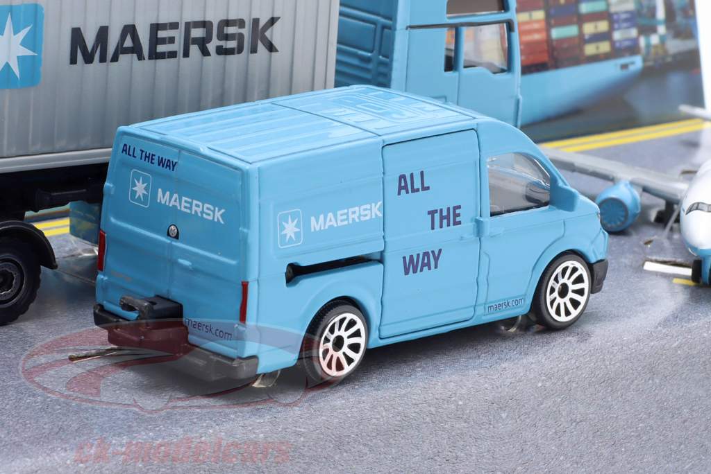 4-Car Set MAERSK Logistic Bleu clair / Gris 1:64 Majorette