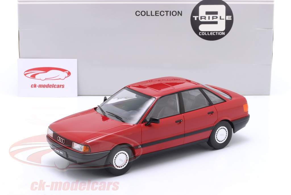 Audi 80 (B3) ano de construção 1989 vermelho 1:18 Triple9