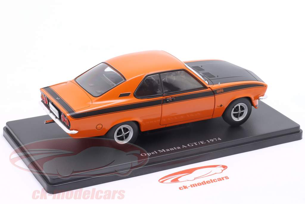 Opel Manta A GT/E Byggeår 1974 orange / sort 1:24 Hachette