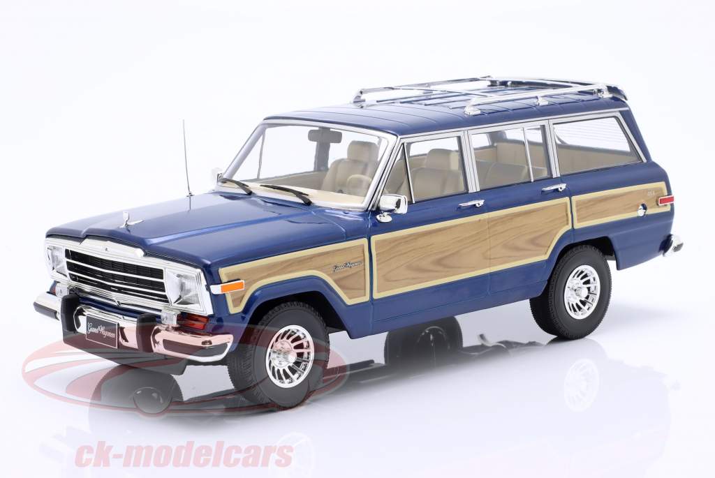 Jeep Grand Wagoneer Bouwjaar 1989 blauw metalen / hout uiterlijk 1:18 KK-Scale