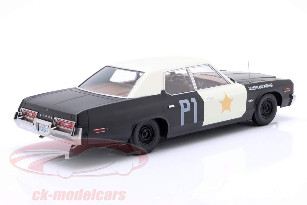 Dodge Monaco Bluesmobile look-a-like 1974 zwart / wit 1:18 KK-Scale