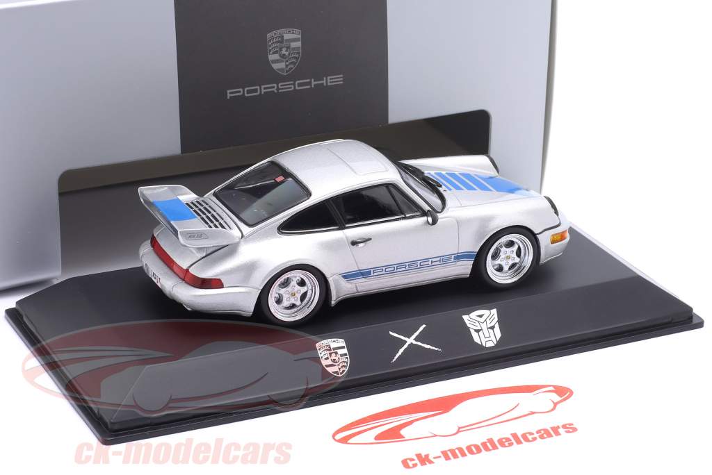 Porsche 911 (964) Carrera RS 3.8 Transformers Mirage sølv 1:43 Spark