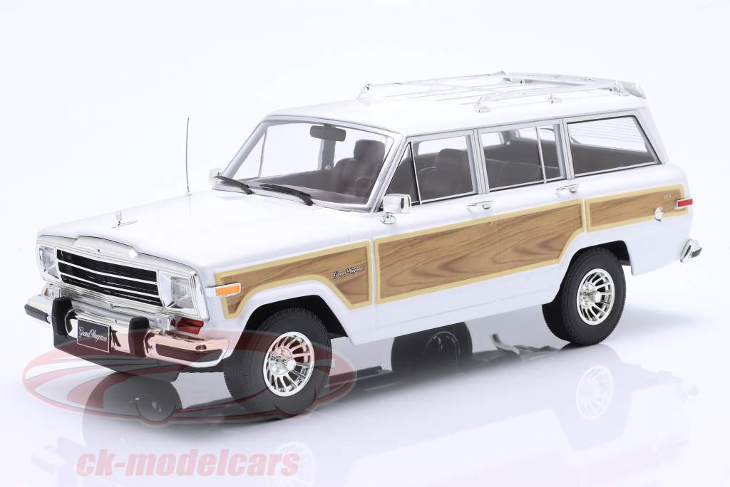 Jeep Grand Wagoneer 建设年份 1989 白色的 / 木纹外观 1:18 KK-Scale