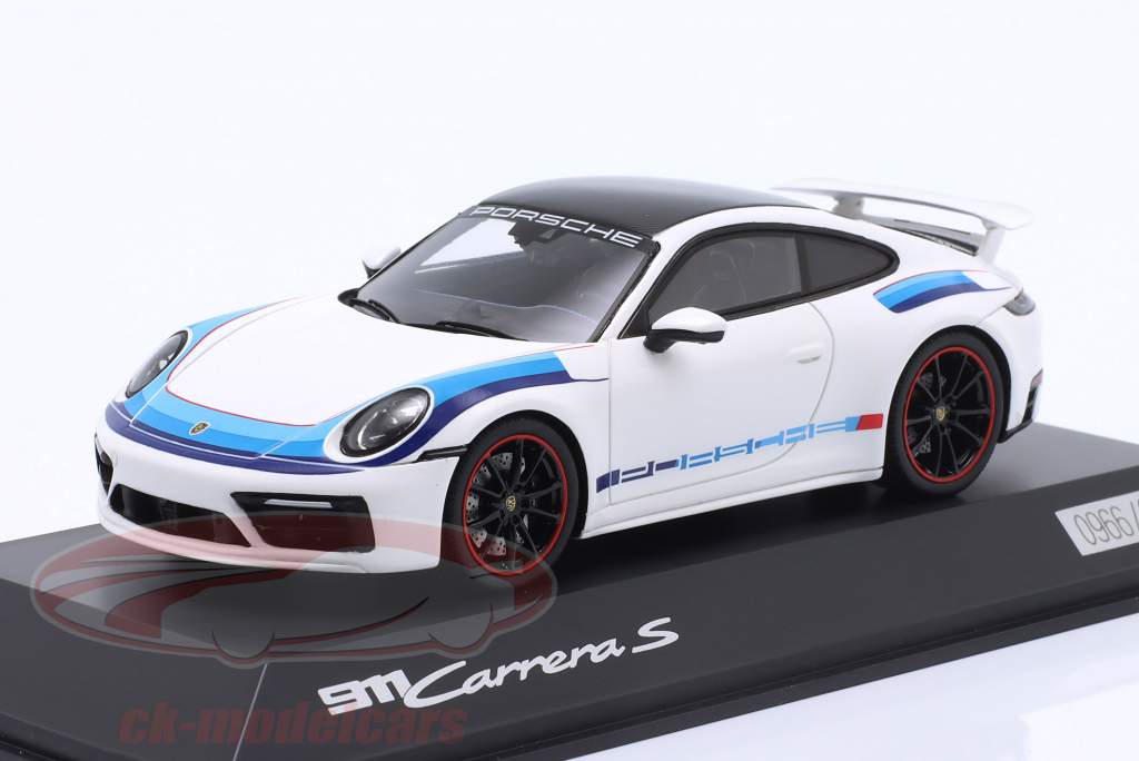 Porsche 911 (992) Carrera S year 2019 white / blue 1:43 Spark
