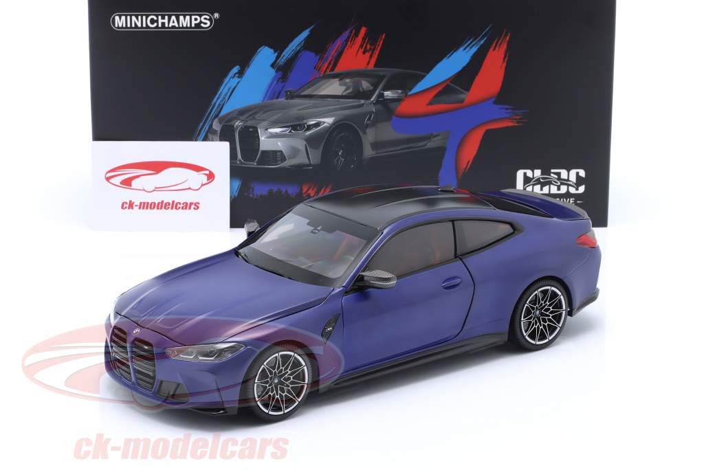 BMW M4 ano de construção 2020 azul metálico 1:18 Minichamps