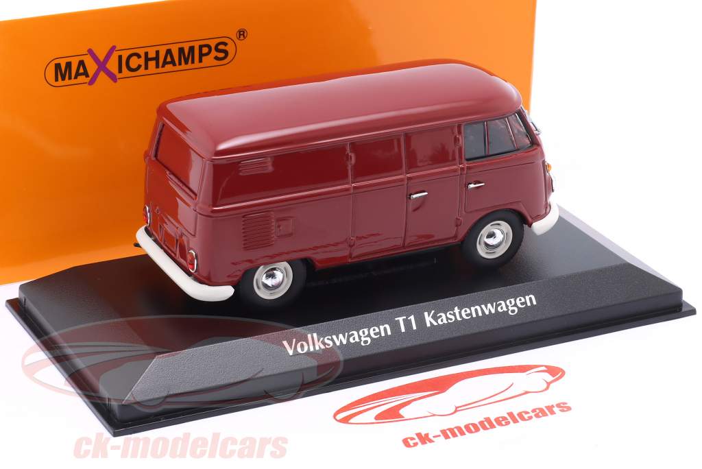 Volkswagen VW T1 bestelwagen Bouwjaar 1963 donkerrood 1:43 Minichamps