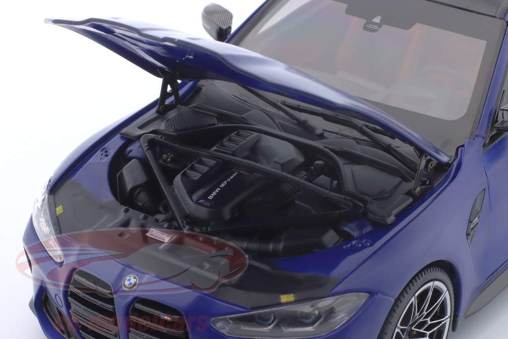 BMW M4 ano de construção 2020 azul metálico 1:18 Minichamps