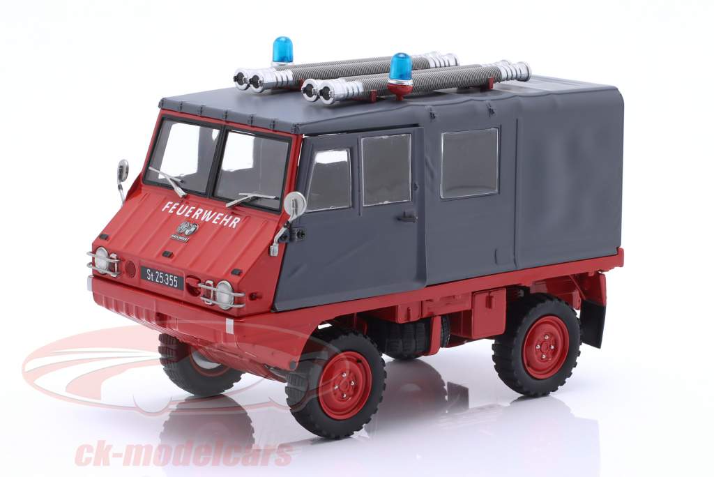 Steyr-Puch Haflinger Pompiers rouge / gris 1:18 Schuco