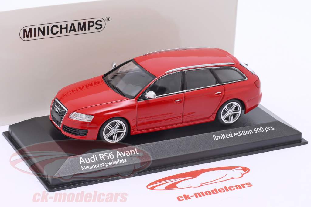 Audi RS 6 Avant ano de construção 2007 vermelho misano efeito pérola 1:43 Minichamps