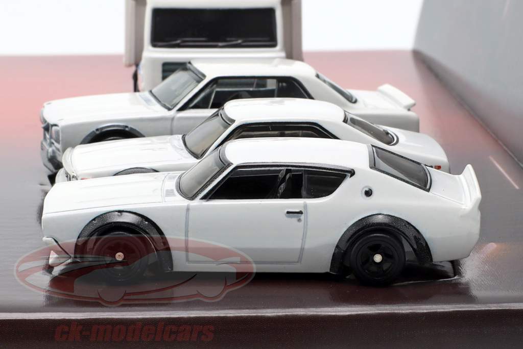 4-Car Set Nissan blanco 1:64 Hot Wheels