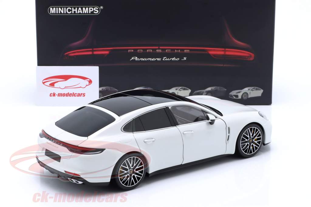 Porsche Panamera Turbo S Année de construction 2020 blanc métallique 1:18 Minichamps