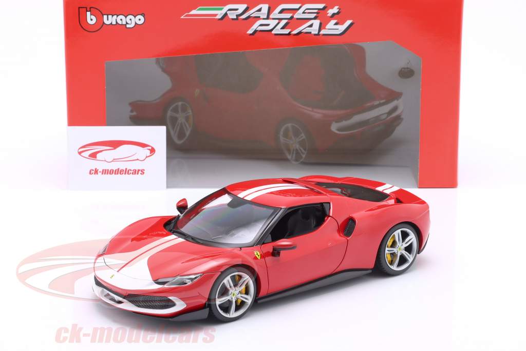 Ferrari 296 GTB Assetto Fiorano Bouwjaar 2022 rood / wit 1:18 Bburago