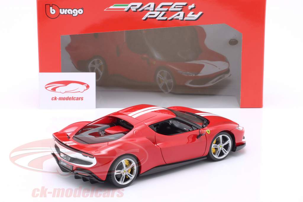 Ferrari 296 GTB Assetto Fiorano Baujahr 2022 rot / weiß 1:18 Bburago