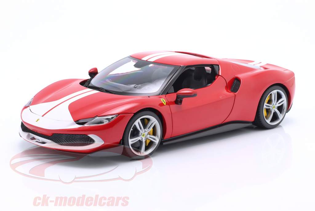 Ferrari 296 GTB Assetto Fiorano Bouwjaar 2022 rood / wit 1:18 Bburago