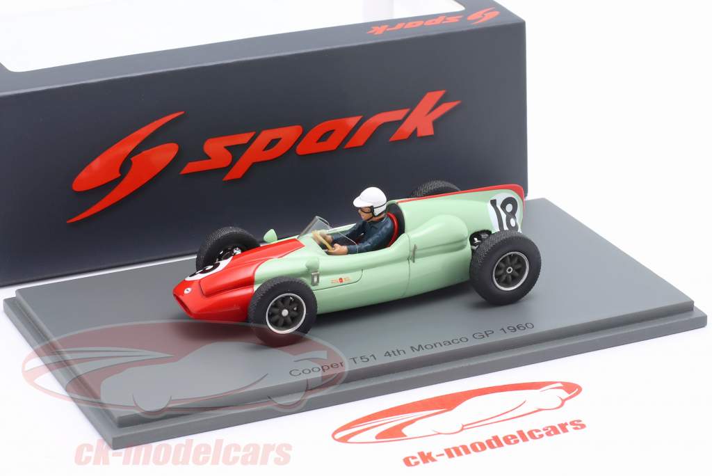 Tony Brooks Cooper T51 #18 4e Monaco GP formule 1 1960 1:43 Spark