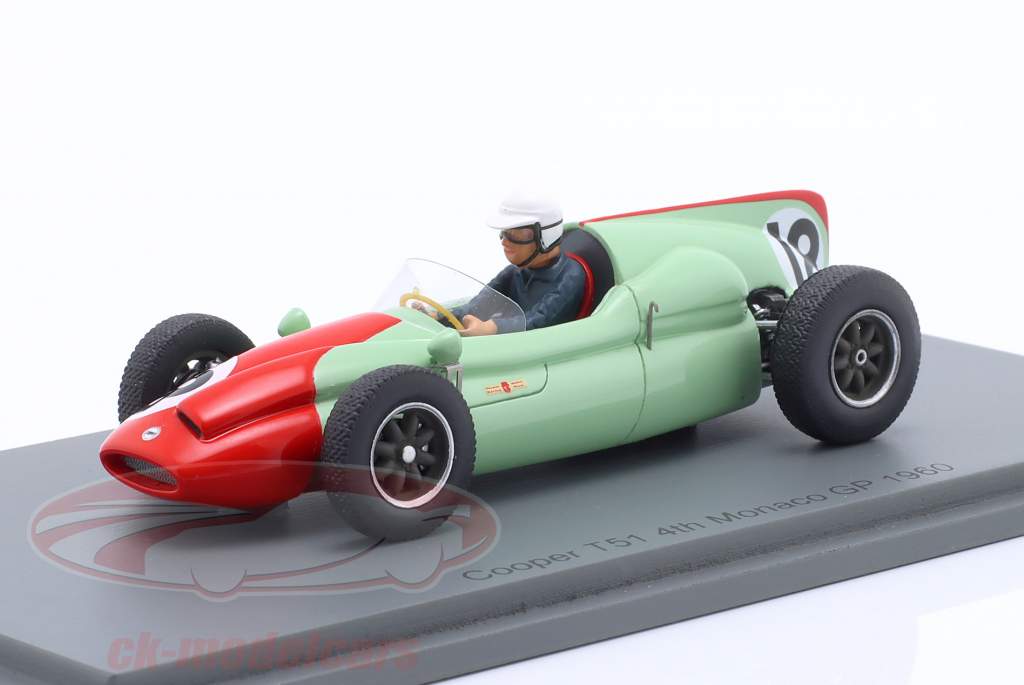 Miniature Tecnomodel 1/18 Cooper F1 T51 #16 - Monaco GP 1960 - Chris Bristow - TM18-298D