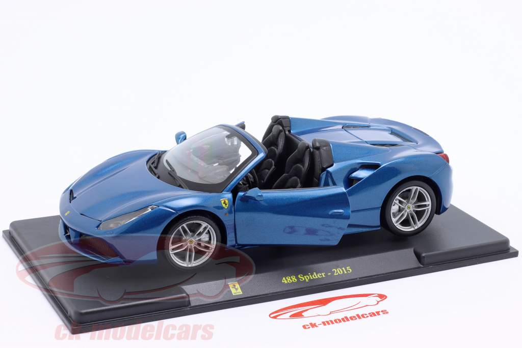 Ferrari 488 Spider Année de construction 2015 bleu métallique 1:24 Bburago
